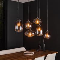 LifestyleFurn Hanglamp Tiffane 6-lamps, smoke-glas - Artic zwart - thumbnail