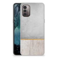 Nokia G21 | G11 Bumper Hoesje Wood Concrete