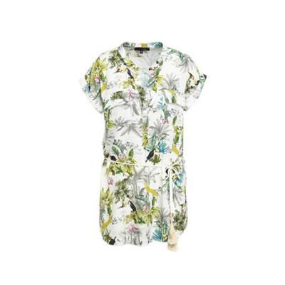 LOLALIZA tuniek met all over print en franjes wit/groen/grijs/blauw/zwart