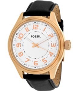 Horlogeband Fossil BQ2245 Leder Zwart 15mm