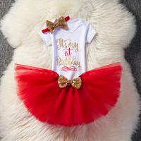 Cakesmash outfit kleding - Fushia/rood &apos;It&apos;s my 1st birthday&apos;