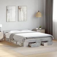 vidaXL Bedframe met lades bewerkt hout betongrijs 150x200 cm, bed, bed ombouw, 2 persoonsbed, bedbodem, slaapkamermeubel, tweepersoonsbed
