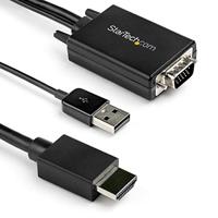 StarTech.com 2 m VGA-naar-HDMI-converterkabel met USB-audioondersteuning en voeding - Analoog naar digitaal videoadapterkabel om een VGA-pc op HDMI-scherm aan te sluiten - 1080p mannelijk naar
