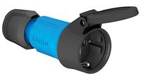 Bals Elektrotechnik 7486 elektrische standaardstekker, 16 A, 2P+PE, rechts, 16 A, 250 V, 2P+PE, rechts, vrouwelijk, zwart, blauw