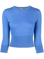 N.Peal pull crop en maille fine - Bleu