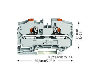 WAGO 2216-1201 Doorgangsklem 12 mm Push-In-klem Grijs 20 stuk(s)