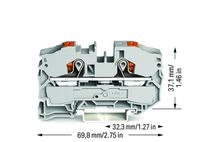 WAGO 2216-1201 Doorgangsklem 12 mm Push-In-klem Grijs 20 stuk(s) - thumbnail