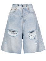 VETEMENTS short en coton à effet usé - Bleu