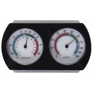 Luchtvochtigheidsmeter/thermometer - kunststof - 9 cm   -