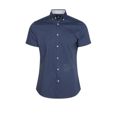 WE Fashion slim fit overhemd met all over print donkerblauw/wit WE Fashion slim fit overhemd met all over print donkerblauw/wit