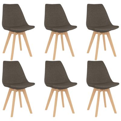vidaXL Eetkamerstoelen 6 st stof taupe