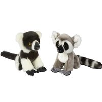 Apen serie zachte pluche knuffels 2x stuks - Ringstaart Maki en Pinche Aapje van 18 cm - thumbnail