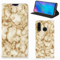 Huawei P30 Lite New Edition Standcase Marmer Goud - thumbnail