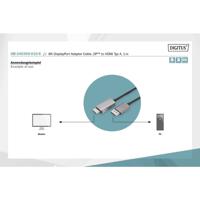 Digitus DB-340305-010-S DisplayPort-kabel DisplayPort Adapterkabel DisplayPort-stekker, HDMI-A-stekker 1 m Zwart 8K UHD, Afgeschermd (drievoudig), Flexibel, - thumbnail