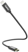 Hama USB-oplaadkabel USB 2.0 Apple Lightning, USB-C® 0,2 m zwart 00201601 voor iPhone, iPad, iPod