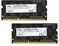 G.Skill 8GB DDR3-1600 8GB DDR3 1600MHz geheugenmodule - geheugenmodule (8 GB, DDR3, 1600 MHz, notebook, 2 x 4 GB, 1.35 V)