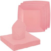 Santex 20x taart/gebak bordjes/25x servetten - roze   -