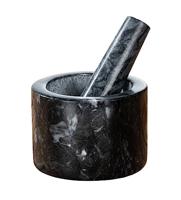 WENKO Mortier marmer voor het fijnmaken van kruiden en specerijen, zwart