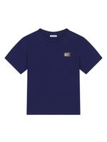 Dolce & Gabbana Kids t-shirt en coton à plaque logo - Bleu