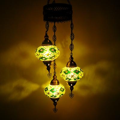 Oosterse Hanglamp Mozaïek 3 bollen - Groen Design 2 H110cm - M