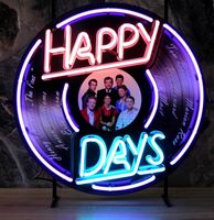 Happy Days Neon Verlichting Met Achterplaat - 60 x 60 cm