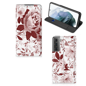 Bookcase Samsung Galaxy S21 FE Watercolor Flowers