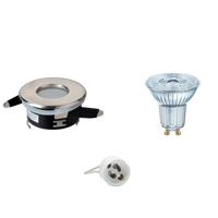LED Spot Set - LEDVANCE Parathom PAR16 930 36D - Aigi - GU10 Fitting - Waterdicht IP65 - Dimbaar - Inbouw Rond - Mat Chroom - 3.4W - Warm Wit 3000K - Ø82mm