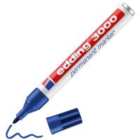 edding 3000 permanent marker - blauw - 1 stift - ronde punt 1,5-3 mm - sneldrogende permanent marker - water- en wrijfvast - voor karton, kunststof, hout, metaal - universele marker