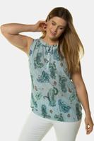 Ulla Popken Top, paisleydessin, opstaande kraag - Grote Maten