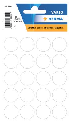 HERMA Multi-purpose labels ø 19mm white 100 pcs. etiket