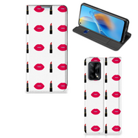 OPPO A74 4G Hoesje met Magneet Lipstick Kiss