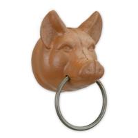 A CAST IRON PIG HEAD TOWEL HOLDER - BROWN - thumbnail