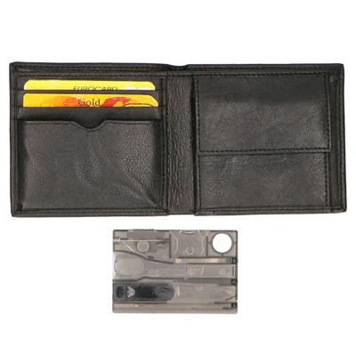 Leather Design Billfold met Toolset Zwart