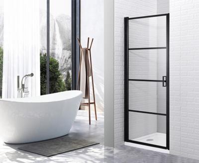 Saniclear Nero douchedeur 80x200 8mm NANO met zwarte profielen Saniclear Nero douchedeur 80x200 8mm NANO met zwarte profielen