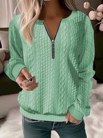 Solid Color Casual Texture Knitted Sweater