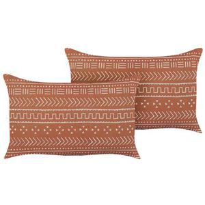 Beliani-ORLAYA -Sierkussen set van 2-Oranje-55 x 35 cm-Katoen