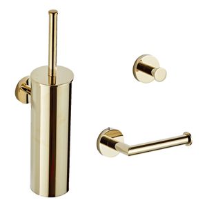 Saniclear Dorado toilet accessoire set incl toiletborstel rolhouder en haak goud glans