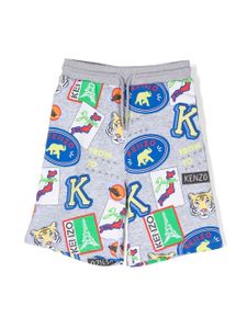 Kenzo Kids short imprimé à rayures latérales - Gris