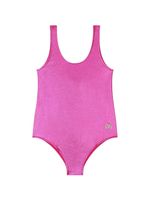 Dolce & Gabbana Kids maillot de bain métallisé à plaque logo - Rose