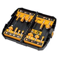 DEWALT 12-delige hardmetalen freesset (met anti-kickback design, premium stalen behuizing, HM snijplaten en verwisselbare kogellagers, incl. doos) DT90016