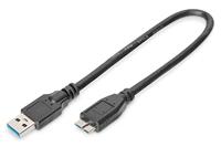 DIGITUS USB 3.0 aansluitkabel - 0.25m - aansluitkabel van USB type A naar micro B - supersnelheid 5 GBit/s - zwart