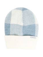 Woolrich Kids bonnet en maille à carreaux - Bleu