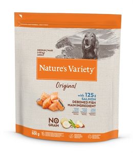 NATURES VARIETY ORIGINAL ADULT MEDIUM / MAXI SALMON NO GRAIN 600 GR