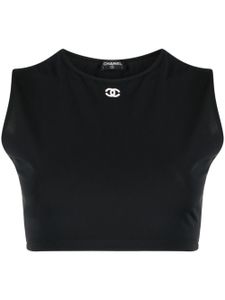 CHANEL Pre-Owned haut crop à logo brodé (1990-2000) - Noir