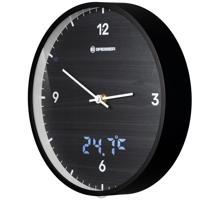 BRESSER MyTime LEDsec wandklok 24 cm met temperatuurweergave (zwart)