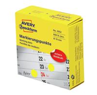 Avery-Zweckform 3852 Etiketten voor markeringspunten Ø 10 mm Geel 800 stuk(s) Permanent hechtend Papier