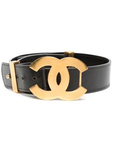 CHANEL Pre-Owned ceinture en cuir à logo CC (1996) - Noir