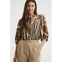 Summum Woman blouse met all over print bruin/zwart