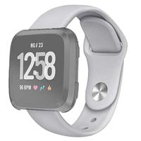 By Qubix - Compatible met Fitbit Versa 1/2 & Lite siliconen bandje - Maat: Large - Grijs - Compatible fitbit bandje