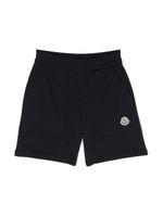 Moncler Enfant short en coton à patch logo - Bleu - thumbnail